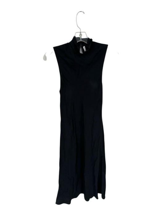 Amanda Uprichard Size S Black Silk High Neck Sleeveless Hook & Eye Midi Dress Black / S