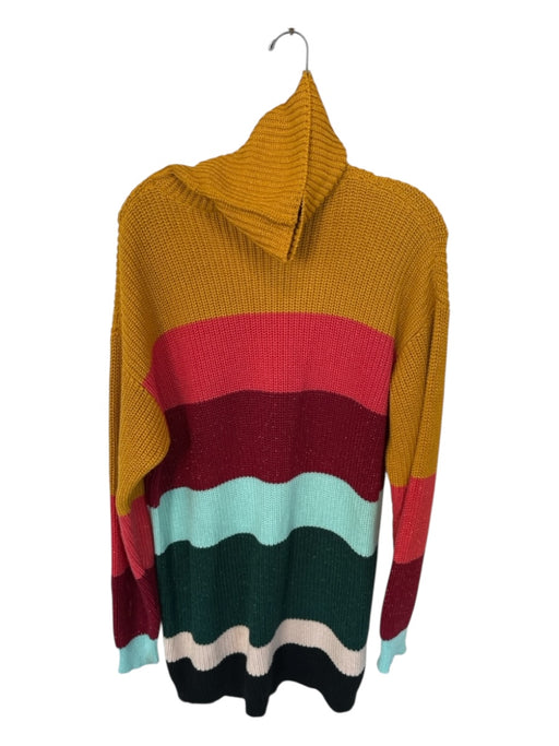 Farm Rio Size S Multi Turtle Neck color block Metallic Knit Dress Multi / S