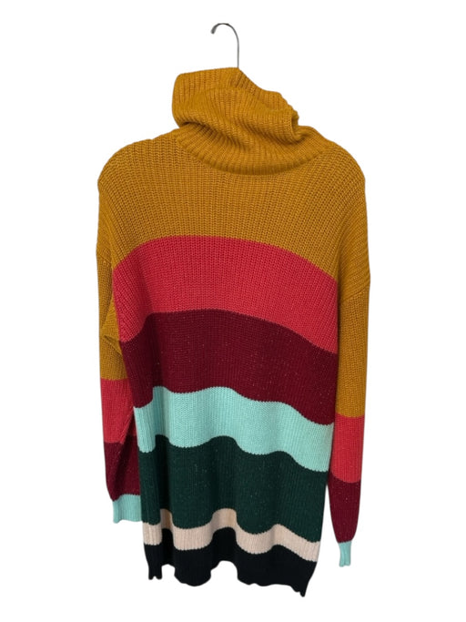 Farm Rio Size S Multi Turtle Neck color block Metallic Knit Dress Multi / S