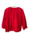 Frances Valentine Size L Red Cotton Long Sleeve Rose Applique Elastic Neck Top Red / L