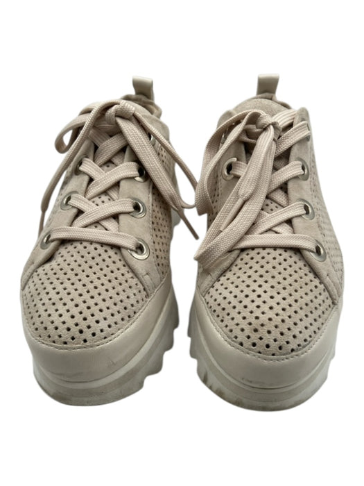 Softwaves Shoe Size 36.5 Beige Lace Up Perforated Almond Toe Lug Sole Sneakers Beige / 36.5