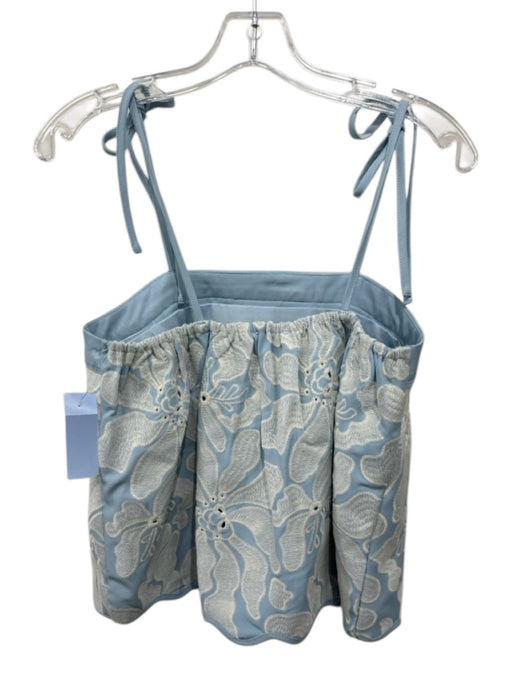 Luminary Size M Blue & White Cotton Sleeveless Embroidered Detail Short Set Blue & White / M