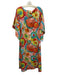 Frances Valentine Size Est L White & Multi Drape Sleeves Circles Boat Neck Dress White & Multi / Est L