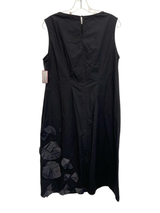 Frances Valentine Size L Black Cotton Sleeveless Applique Detailing Midi Dress Black / L