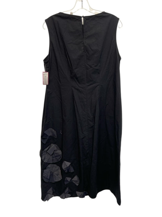 Frances Valentine Size L Black Cotton Sleeveless Applique Detailing Midi Dress Black / L
