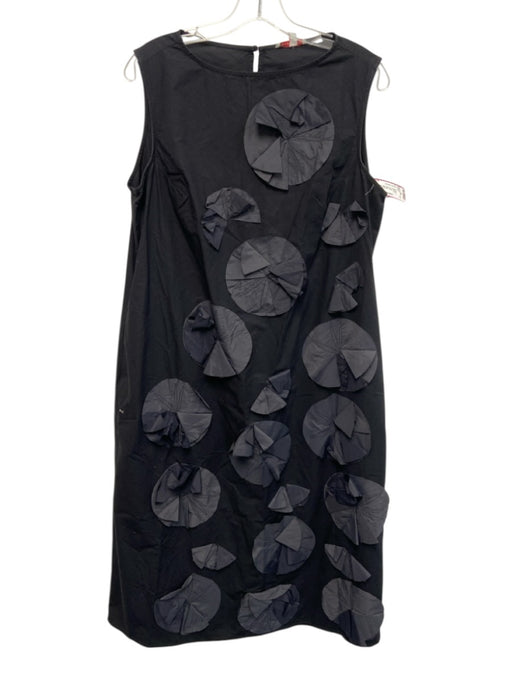 Frances Valentine Size L Black Cotton Sleeveless Applique Detailing Midi Dress Black / L