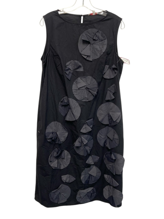 Frances Valentine Size L Black Cotton Sleeveless Applique Detailing Midi Dress Black / L