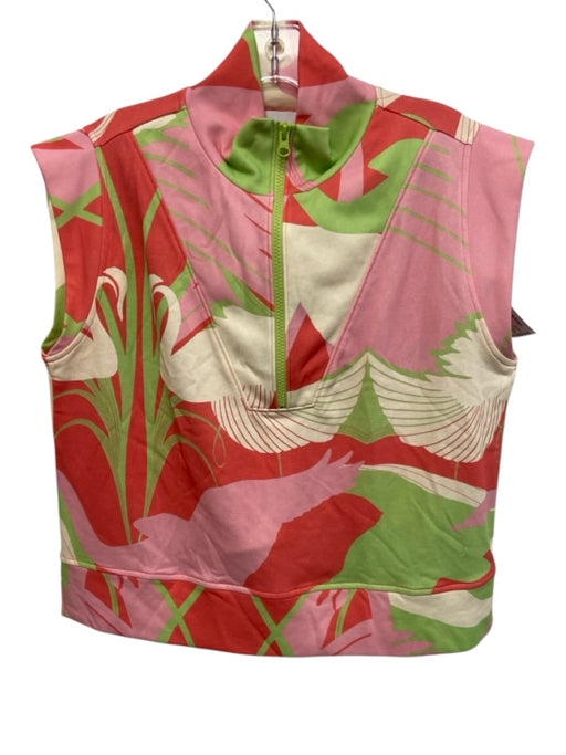 Alden Adair Size M/S Pink, Green, White Cotton Blend Cap Sleeve Swans Short Set Pink, Green, White / M/S