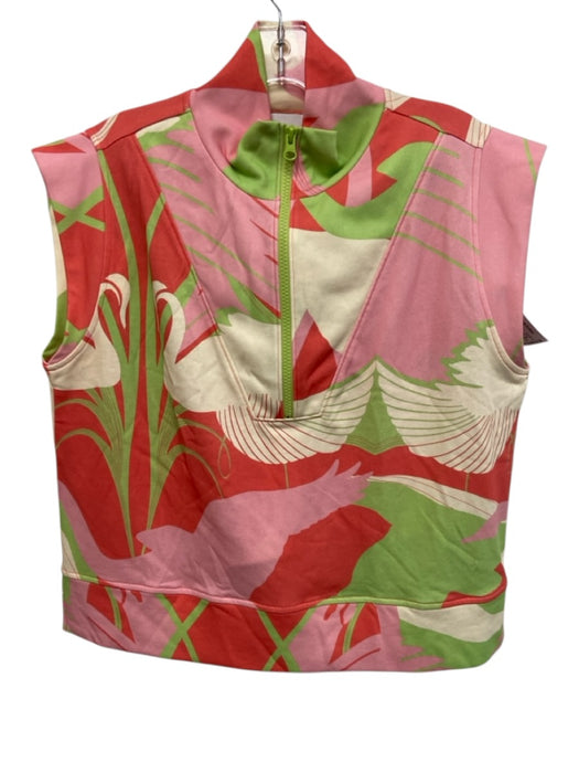 Alden Adair Size M/S Pink, Green, White Cotton Blend Cap Sleeve Swans Short Set Pink, Green, White / M/S