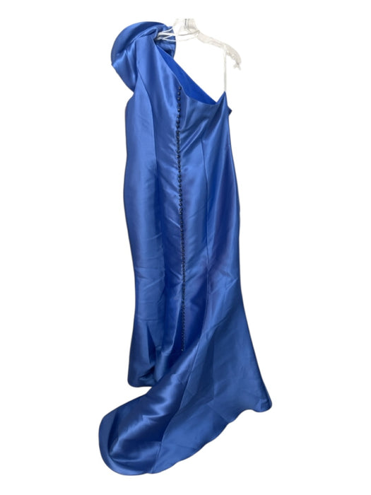 Alexander by Daymor Size 16 Blue Polyester One Sleeve Pleated Mermaid Gown Blue / 16