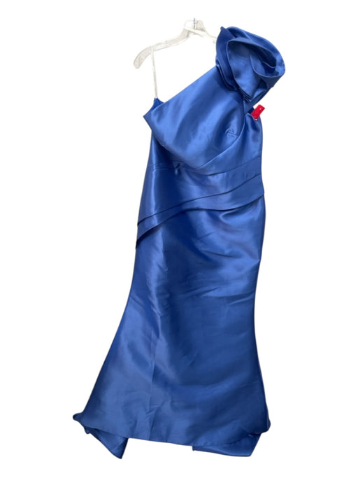 Alexander by Daymor Size 16 Blue Polyester One Sleeve Pleated Mermaid Gown Blue / 16