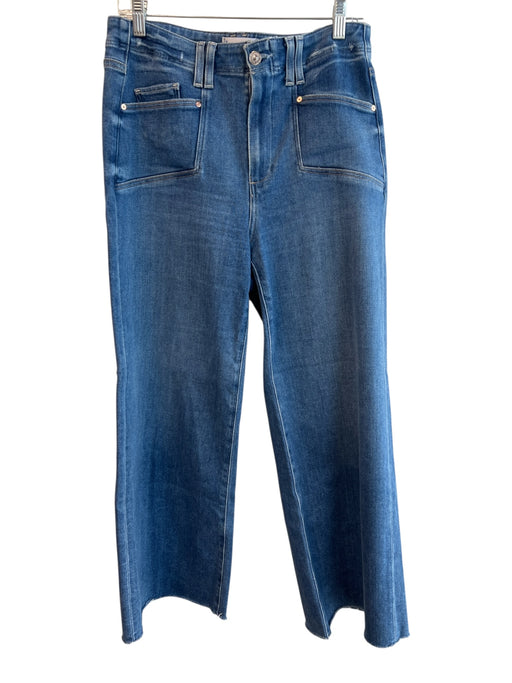 Paige Size 29 Medium Wash Cotton Zip Fly High Rise Patch Pocket Wide Leg Jeans Medium Wash / 29