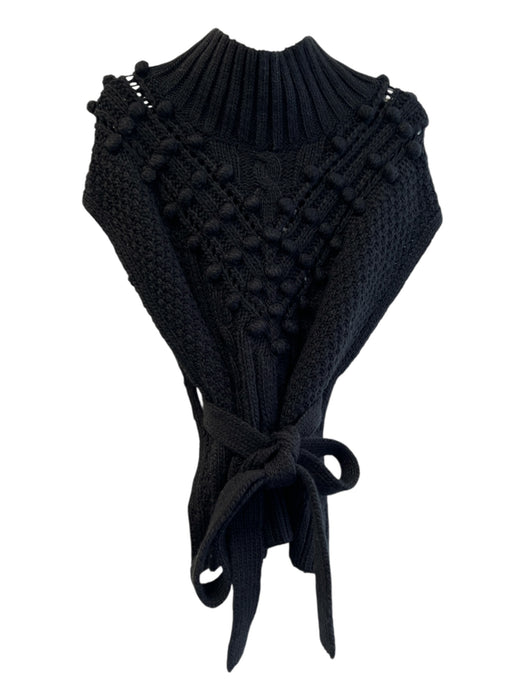 Marie Oliver Size Medium Black Acrylic Blend High Neck Sleeveless Belted Sweater Black / Medium