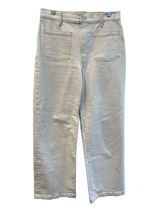 Madewell Size 30 Off White Cotton Blend 4 Pocket Wide Leg High Waist Jeans Off White / 30