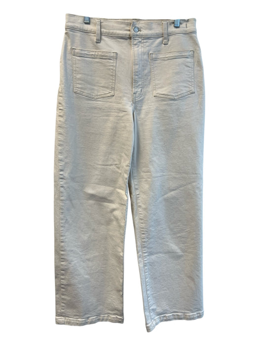 Madewell Size 30 Off White Cotton Blend 4 Pocket Wide Leg High Waist Jeans Off White / 30