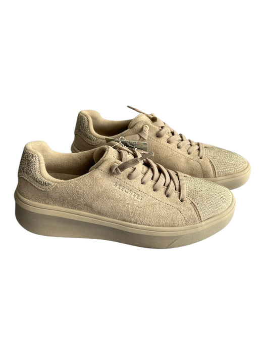 Sketchers Shoe Size 7.5 Gray Suede Lace Up Rhinestone Detail Platform Shoes Gray / 7.5