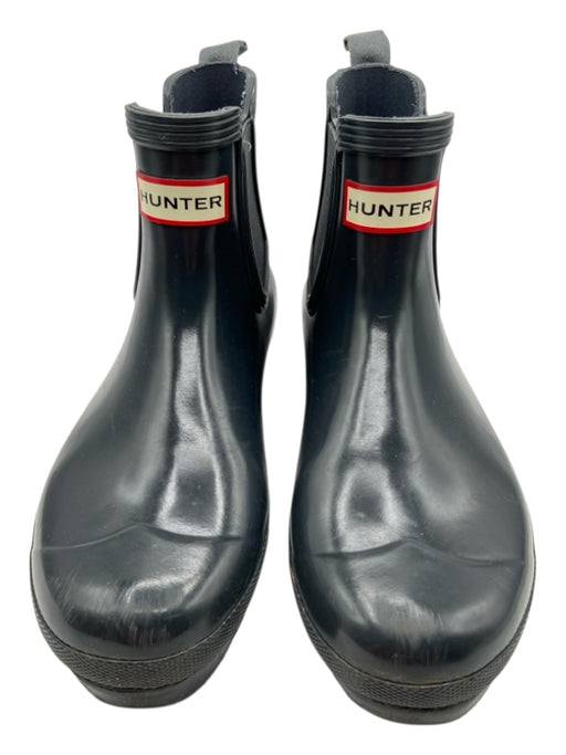 Hunter Shoe Size 9 Dark Gray Rubber round toe Logo Elastic Side Panels Booties Dark Gray / 9