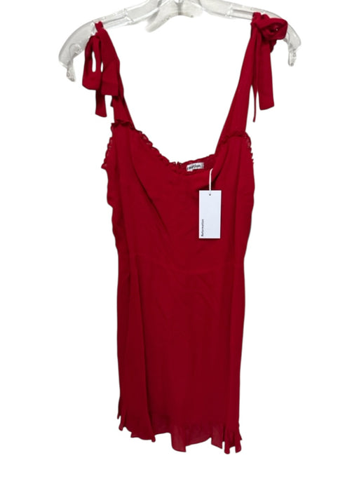 Reformation Size 10 Red Viscose Tie Straps Sweetheart Neckline Above Knee Dress Red / 10