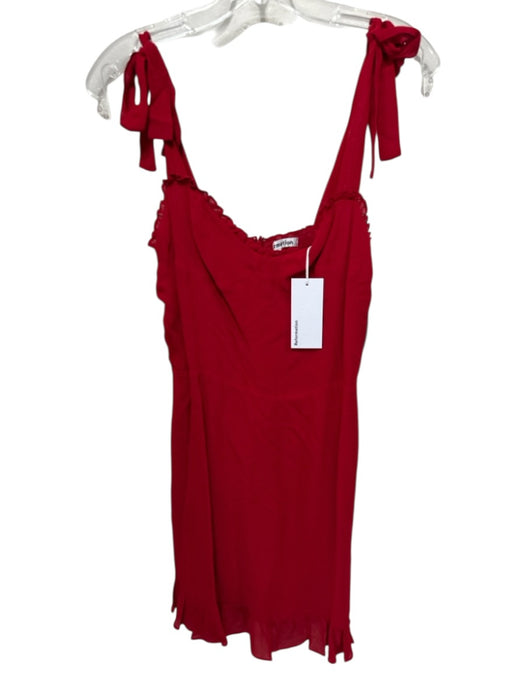 Reformation Size 10 Red Viscose Tie Straps Sweetheart Neckline Above Knee Dress Red / 10