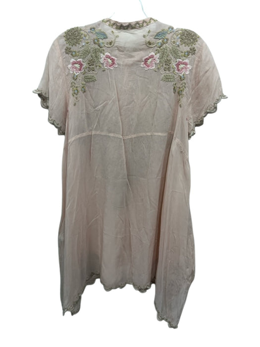 Johnny Was Size M Pale Pink, Beige & Multi Cupra Rayon Short Sleeve Tunic Top Pale Pink, Beige & Multi / M