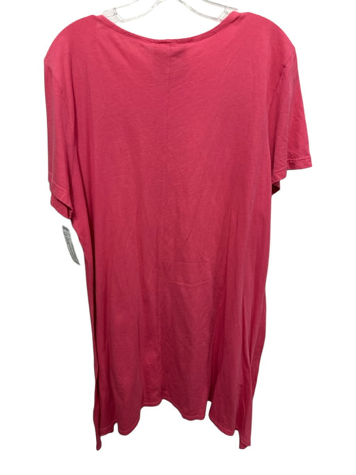 Johnny Was Size L Pink & Cream Cotton Short Sleeve Floral Embroidery Tunic Top Pink & Cream / L