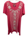 Johnny Was Size L Pink & Cream Cotton Short Sleeve Floral Embroidery Tunic Top Pink & Cream / L
