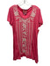 Johnny Was Size M Pink & White Cotton Embroidered Floral Short Sleeve Top Pink & White / M