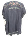 Johnny Was Size XL Gray & multi Cupra Rayon Short Sleeve Floral Embroidery Top Gray & multi / XL