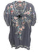 Johnny Was Size XL Gray & multi Cupra Rayon Short Sleeve Floral Embroidery Top Gray & multi / XL