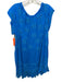 Johnny Was Size L Blue Cupra Rayon Off Shoulder Eyelet Cap Sleeve Tie Neck Dress Blue / L