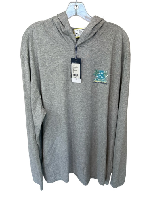 Vineyard vines NWT Gray & Blue Cotton Blend Palm Tree Hood Long Sleeve Pullover Gray & Blue / XXL