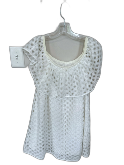AMT Size L White Polyester Flutter Sleeves Circles Cut Outs Dress White / L
