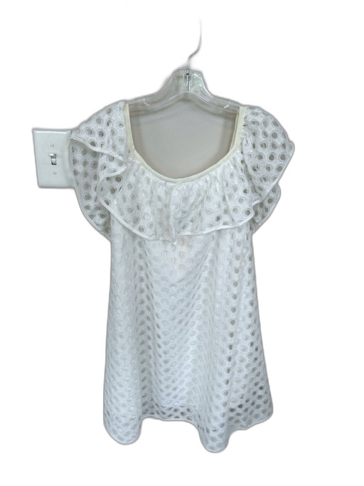 AMT Size L White Polyester Flutter Sleeves Circles Cut Outs Dress White / L