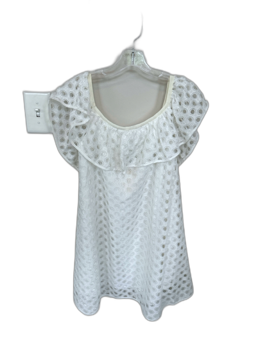 AMT Size L White Polyester Flutter Sleeves Circles Cut Outs Dress White / L