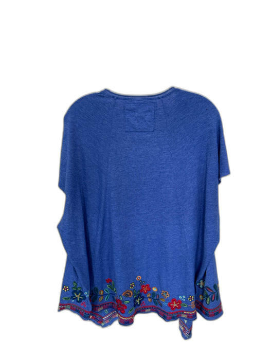 Johnny Was Size L Blue & Multi Polyester & Cotton Short Sleeve Top Blue & Multi / L