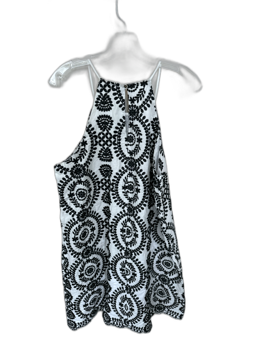 Entro Size L White & Black Cotton Sleeveless Embroidered Flowers Dress White & Black / L