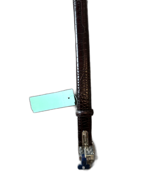 Ralph Lauren Dark Brown Leather Croc Embossed Silver Hardware Belts Dark Brown / S