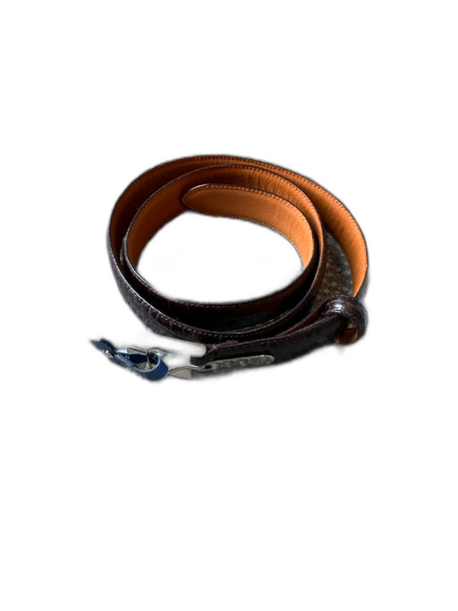 Ralph Lauren Dark Brown Leather Croc Embossed Silver Hardware Belts Dark Brown / S
