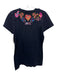 Johnny Was Size M Black, Blue & Multi Cotton Short Sleeve Floral Embroidery Top Black, Blue & Multi / M