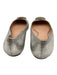 Tory Burch Shoe Size 8.5 Silver Leather Round Toe Logo Wrinkled Ballerina Flats Silver / 8.5