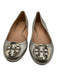 Tory Burch Shoe Size 8.5 Silver Leather Round Toe Logo Wrinkled Ballerina Flats Silver / 8.5