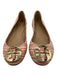 Tory Burch Shoe Size 8.5 Red, cream & gold Leather Round Toe Logo Stripes Flats Red, cream & gold / 8.5