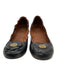 Tory Burch Shoe Size 8.5 Black & Gold Leather round toe Logo Flower Flats Black & Gold / 8.5