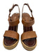 Christian Louboutin Shoe Size 38 Brown & Beige Leather & Wood Espadrille Sandals Brown & Beige / 38