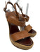 Christian Louboutin Shoe Size 38 Brown & Beige Leather & Wood Espadrille Sandals Brown & Beige / 38