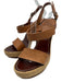 Christian Louboutin Shoe Size 38 Brown & Beige Leather & Wood Espadrille Sandals Brown & Beige / 38