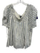J Crew Size L White, Blue, Black Cotton Short Puff Sleeve Floral Top White, Blue, Black / L