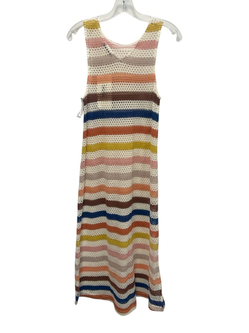 Mister Zimi Size M White & Multi Polyester & Cotton Knit Cover Up Maxi Dress White & Multi / M
