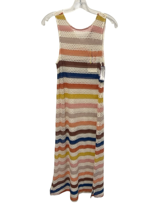 Mister Zimi Size M White & Multi Polyester & Cotton Knit Cover Up Maxi Dress White & Multi / M