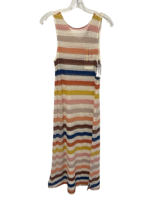 Mister Zimi Size M White & Multi Polyester & Cotton Knit Cover Up Maxi Dress White & Multi / M